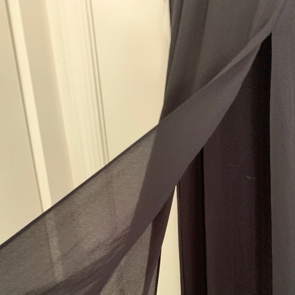 Tahari ASL Timmy Black Wide Leg Chiffon Overlay Pants Sz S NWT - Picture 2 of 8